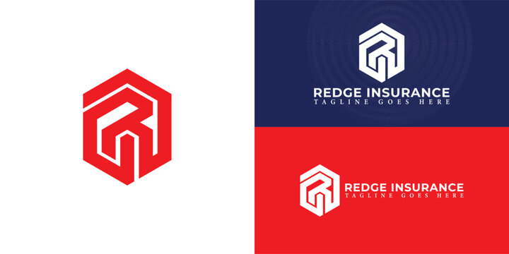 Abstract initial hexagon letters RI or IR logo in red color isolated on multiple background colors. The logo is suitable for insurance brokerage company logo vector design illustration inspiration