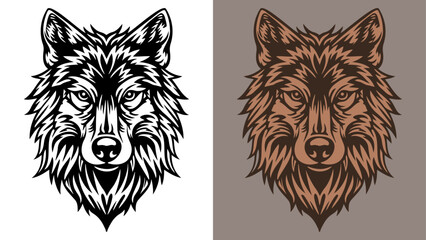 Bold Graphic Wolf Head in 2-Color, Logo Mascot Icon