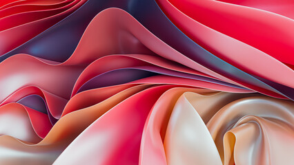 Vibrant 3D abstract of flowing layered cloth