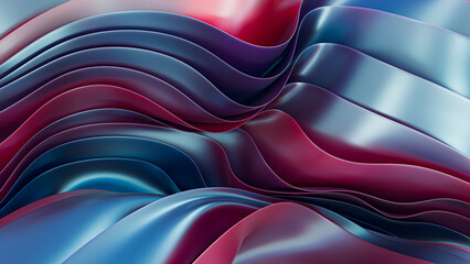 Vibrant 3D layered cloth abstract with red and blue hues