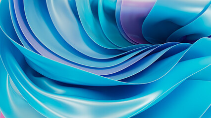 Swirling layers of blue and pink 3D abstract design