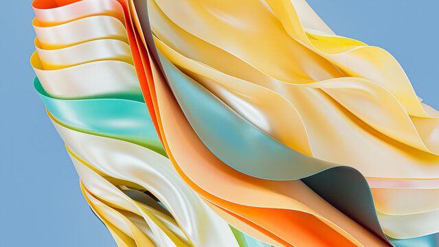 Captivating 3D render of multicolored layered abstract fabric