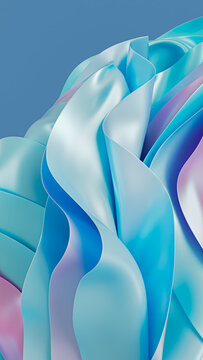 Vibrant 3D abstract design depicting flowing cloth layers
