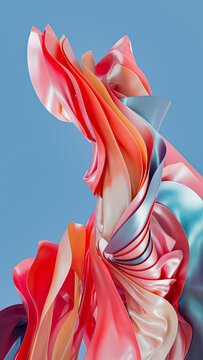 Vibrant 3D layered cloth abstracts in striking colors