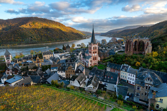 Scenic view of Bacharach village with historic architecture