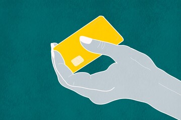 Simplified credit card illustration in a hand