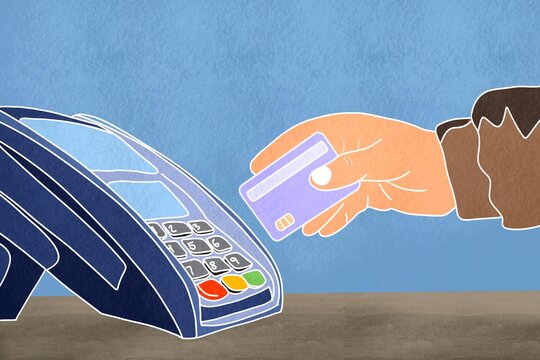Illustration of card payment at a digital terminal