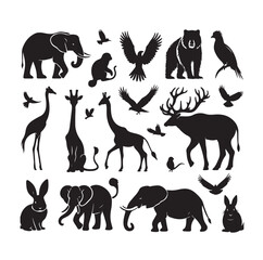 vector set of animals silhouette