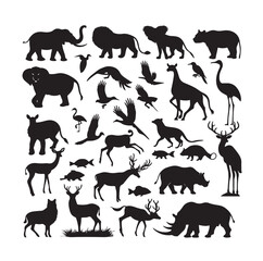 vector set of animals silhouette