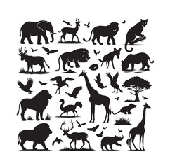 vector set of animals silhouette