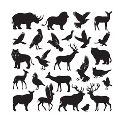 vector set of animals silhouette