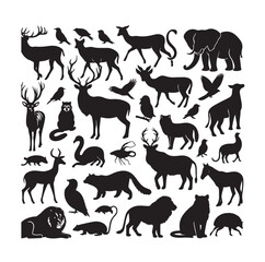 vector set of animals silhouette