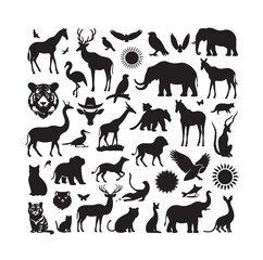 vector set of animals silhouette