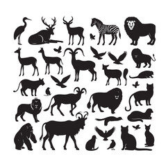 vector set of animals silhouette