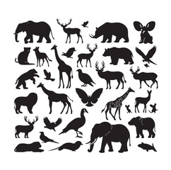 vector set of animals silhouette