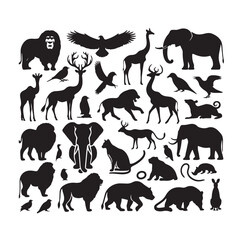 vector set of animals silhouette