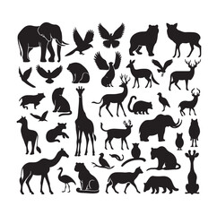 Naklejka premium vector set of animals silhouette