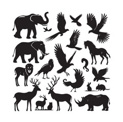 vector set of animals silhouette