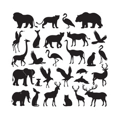 vector set of animals silhouette