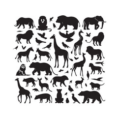 vector set of animals silhouette