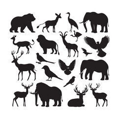 vector set of animals silhouette