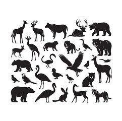 vector set of animals silhouette
