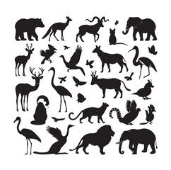 vector set of animals silhouette