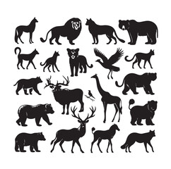 vector set of animals silhouette