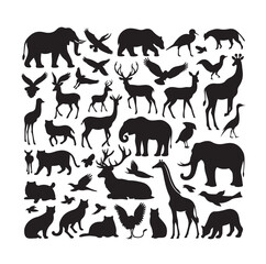 vector set of animals silhouette