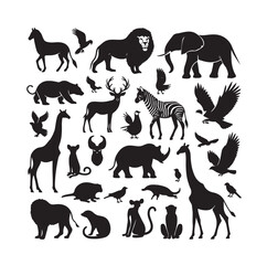 vector set of animals silhouette