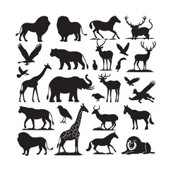 vector set of animals silhouette