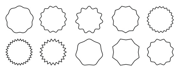 Set of Outline badge icon. Qualification certificate medal. Red color badge symbol collection. Vector Illustration.