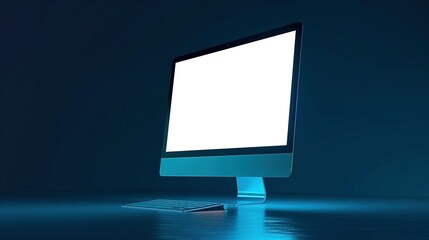 Mockup of modern monitor with blue backlighting, AI-generative