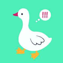 The indignant goose runs. Side view. Vector illustration in flat style.
