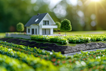 Location icon on green land, ideal for real estate investment.