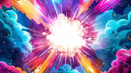 Vector cartoon comic book style background with a colorful explosion