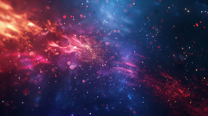 Red and Blue light line through dark background, hyper speed warp in space. 3d Render illustration	
