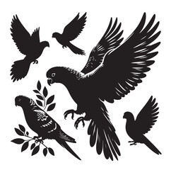 Simple parrot silhouette vector illustration.