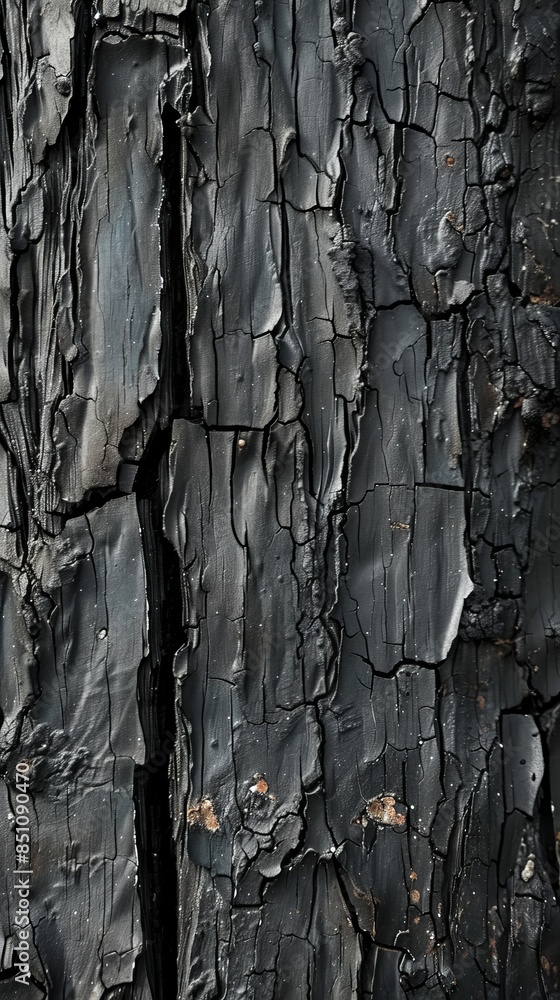 Aufkleber burnt bark of a dead tree creating a dark and textured background