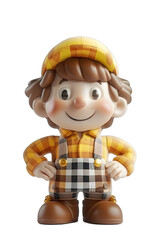 [Transparent Background PNG]Smiling Cartoon Character in Overalls