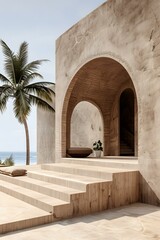 Fototapeta premium Minimalist Archway Entrance to Modern Beach House