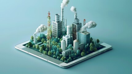 Green Industrial City on a Tablet