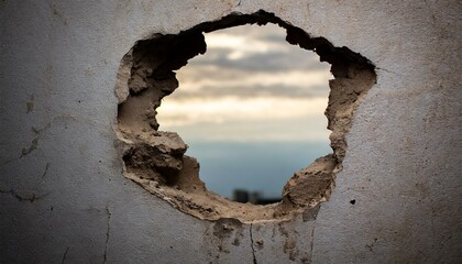 wall, hole in a wall, ruins of an old building