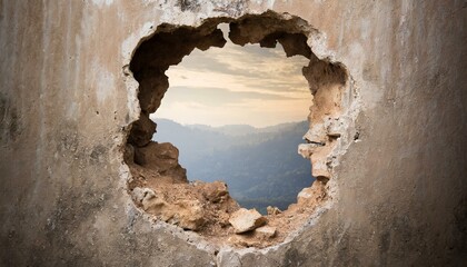 hole in the stone, hole in a wall, ruins of an old building