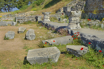 Ancient Ruins at archaeological area of Philippi near Kavala, Greece, UNESCO World Heritage Site