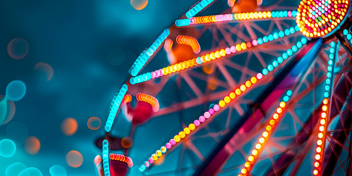 Ferris wheel lights at night - Powered by Adobe