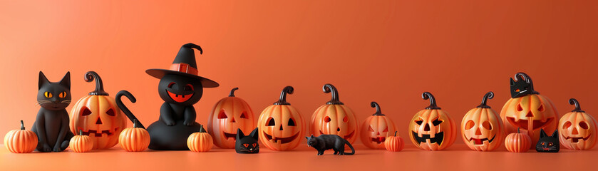 Vibrant 3D Halloween Pumpkin with Copy Space - Festive and Colorful Holiday Concept with Autumn Discounts