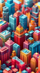 Colorful isometric city buildings