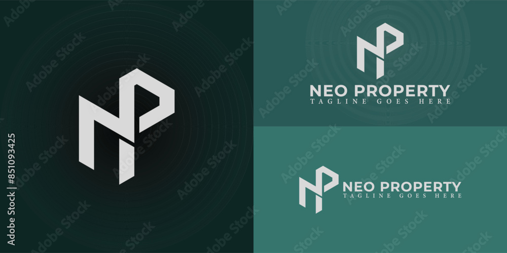 Poster abstract initial letters np or pn logo in white color isolated on multiple background colors. the lo
