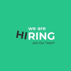 We are hiring join to the team announcement. Hiring recruitment open vacancy design. Hiring social media post design isolated on green background. 